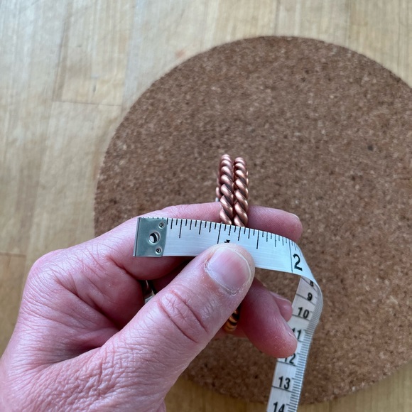 Pair of Handmade Rope-Style Solid Copper Cuff Bangle Bracelets - Picture 4 of 6